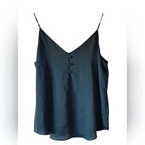 Express Satin V-Neck Cami in Dark Emerald